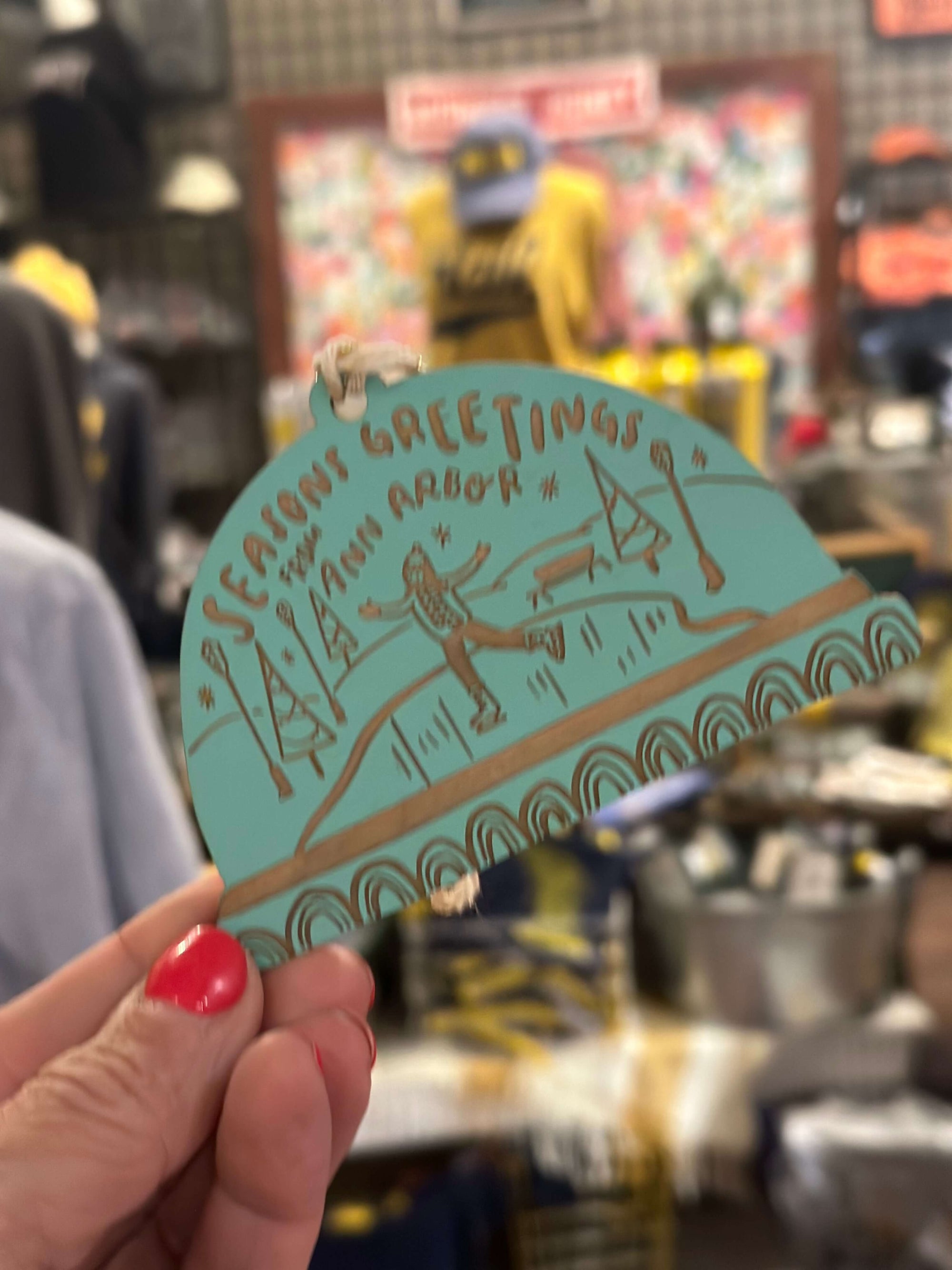 Ann Arbor Snowglobe Wood Ornament
