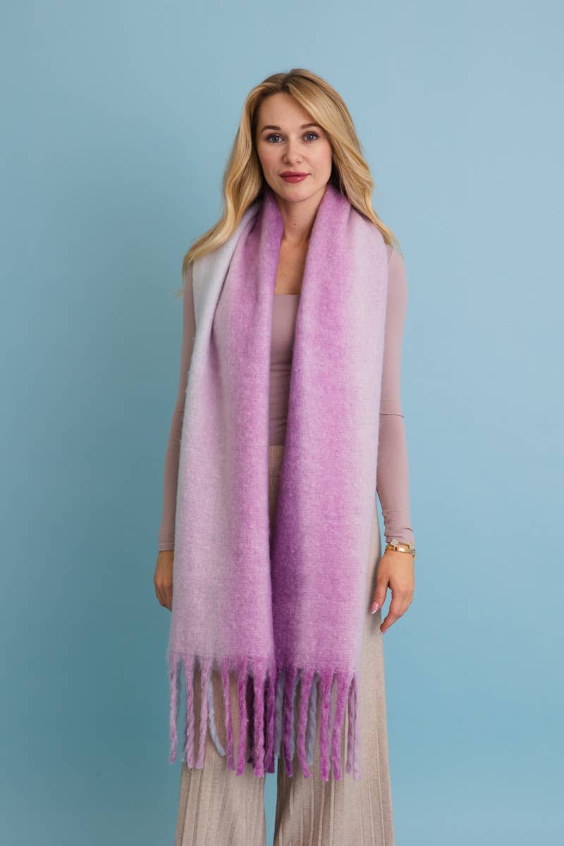 Purple Ombre Fringe Blanket Scarf