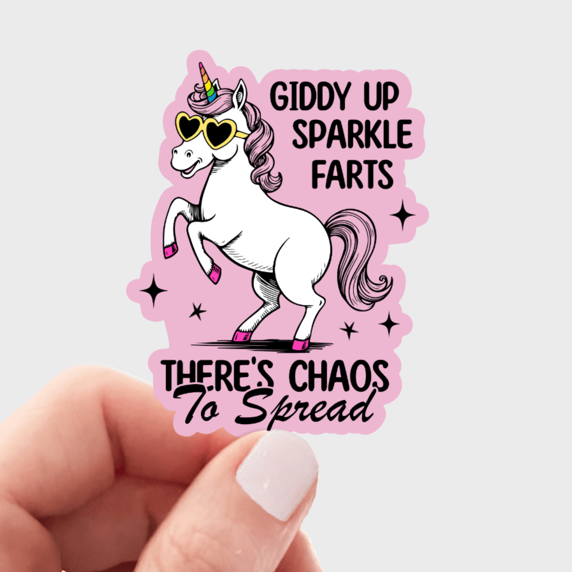 Giddy Up Sparkle Farts Sticker - unicorn, rainbow, cute