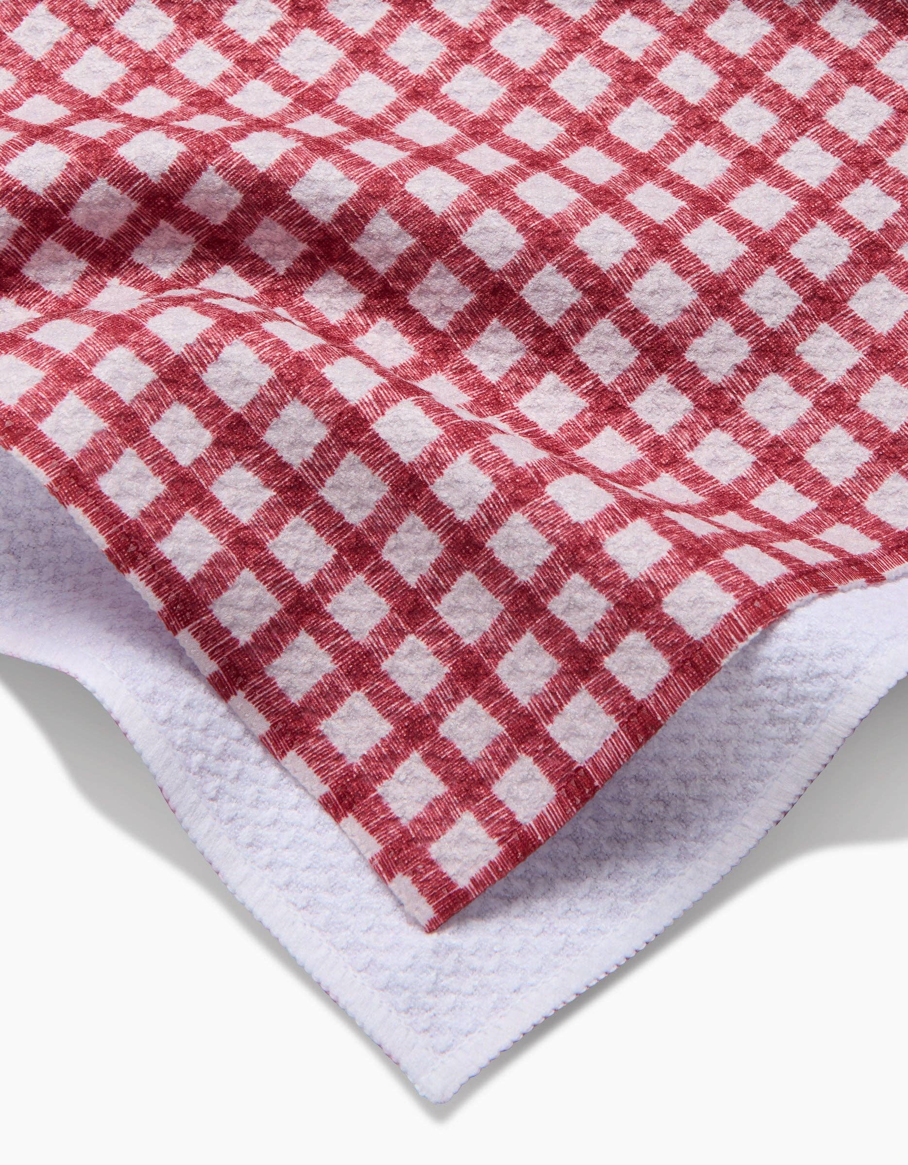 Geometry Fireside Plaid Red Tea Towel