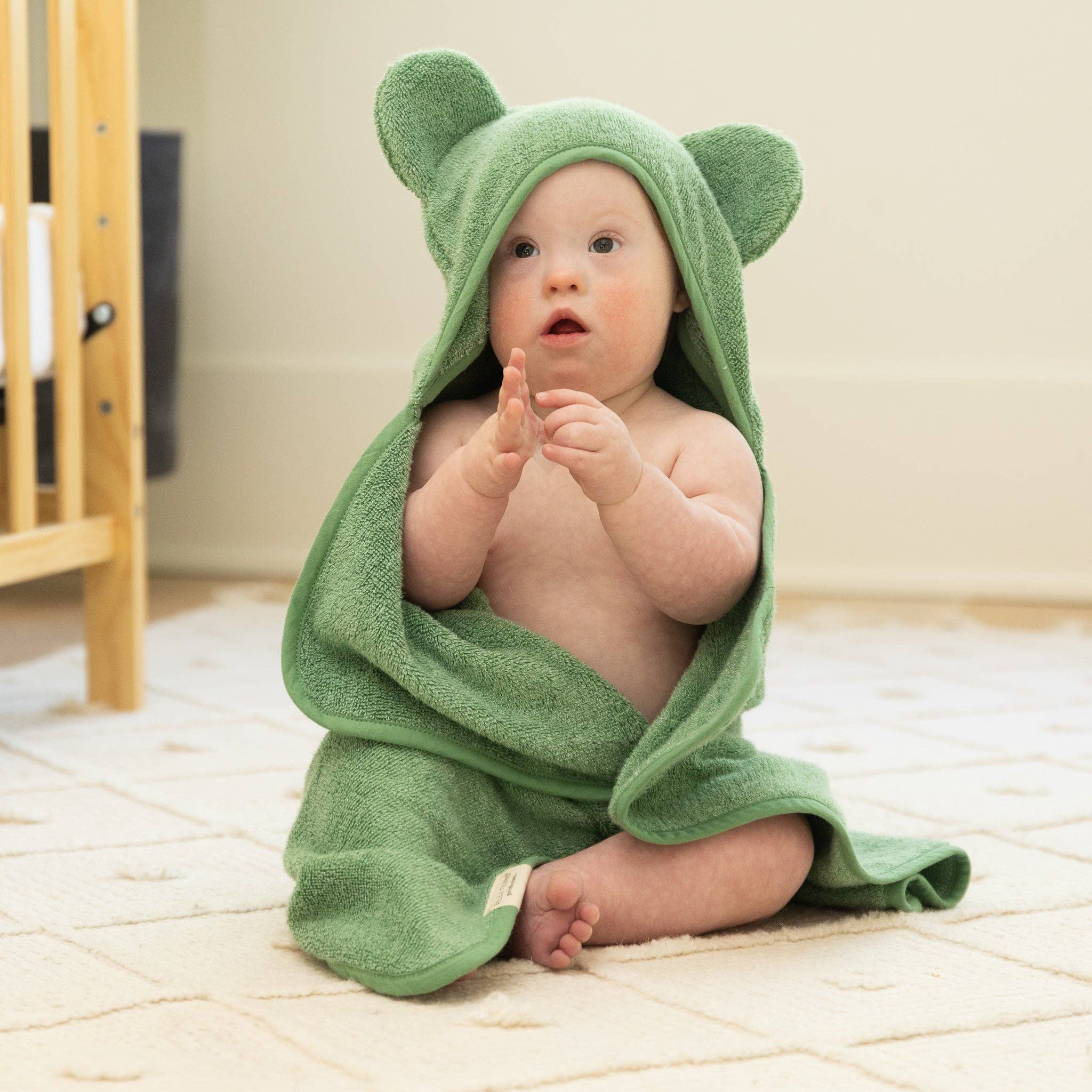 Hooded Towel + Wash Mitt Set Sea Foam - Green