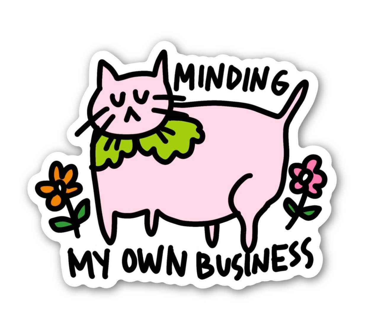 Minding My Own Business Cat Sticker 