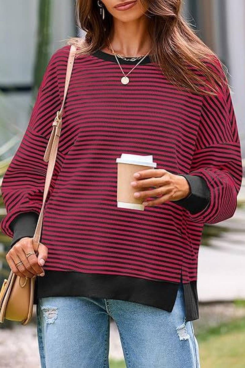 Seablue Striped Sweatshirt-L