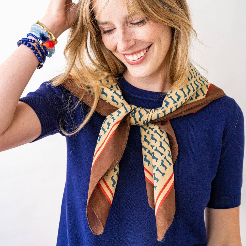 IAF26-Olivia Square Scarf Dachshund Print Wholesale