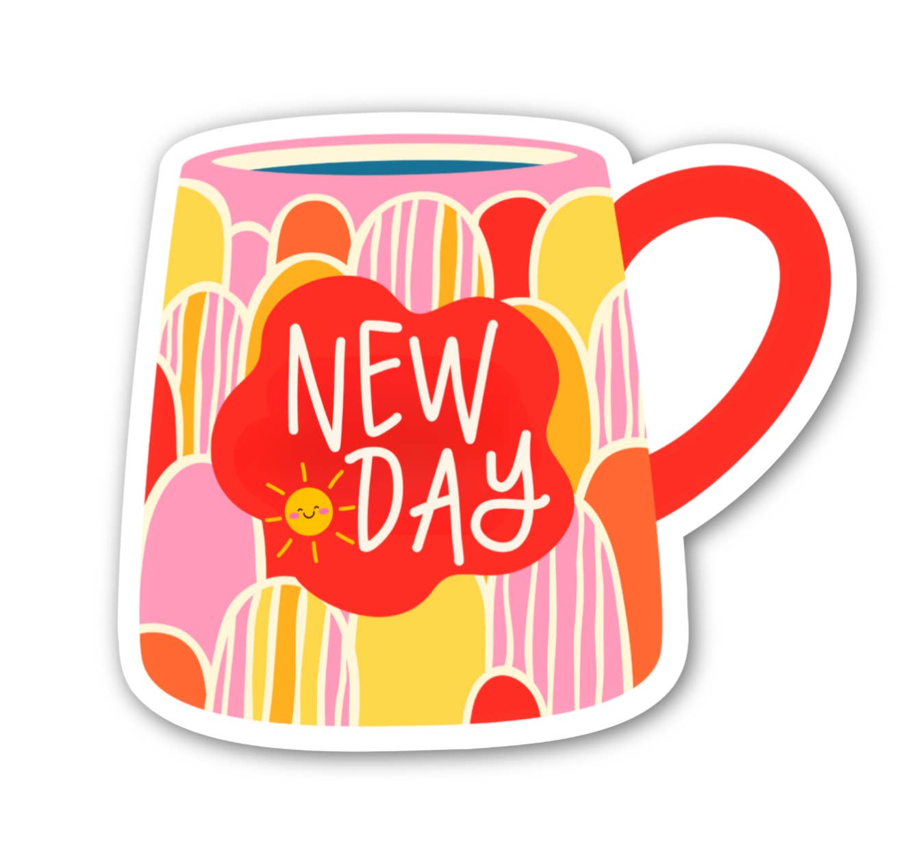 New Day Colorful Coffee Mug Sticker