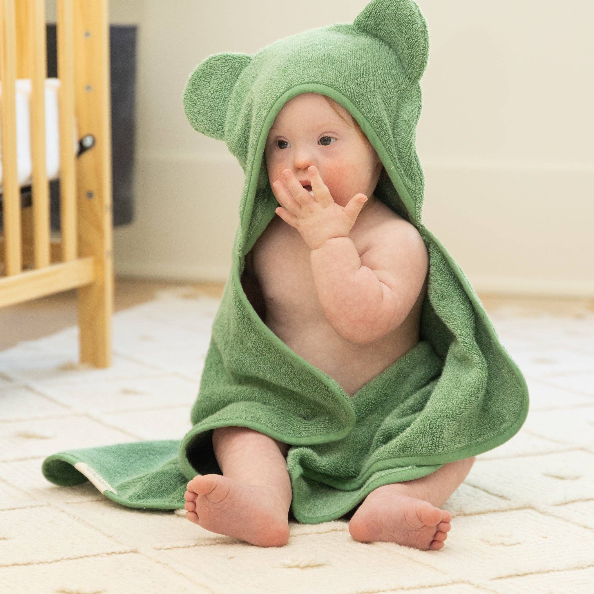 Hooded Towel + Wash Mitt Set Sea Foam - Green