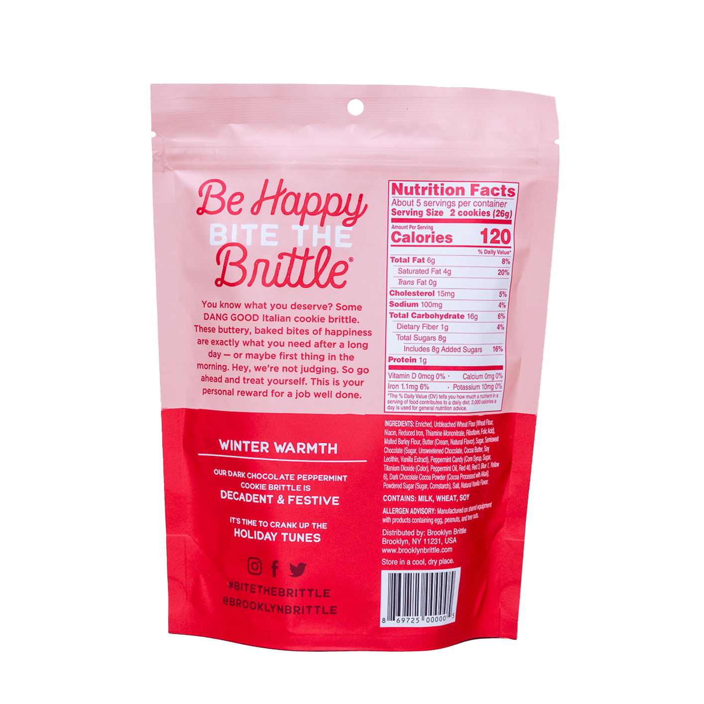 Dark Chocolate Peppermint Italian Cookie Brittle - Pouch Bag