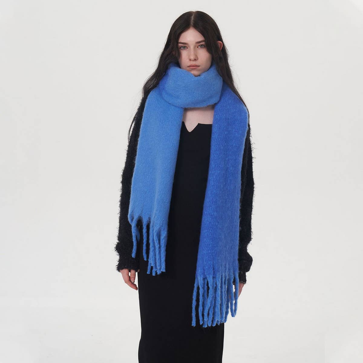 Yellow Double Color Faux Cashmere Scarf