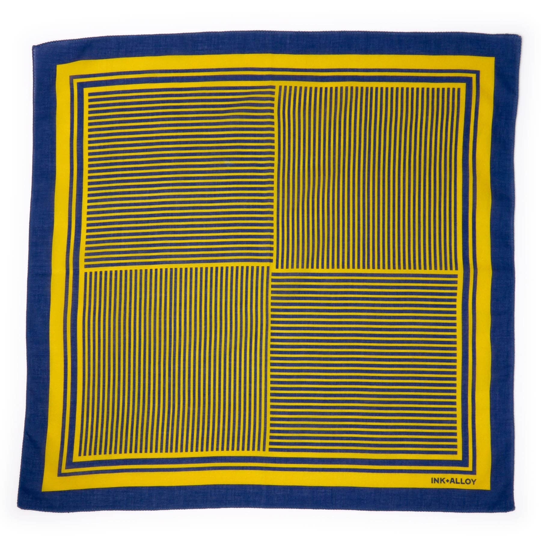 IAF26-Game Day Alternating Stripe Scarf + Scrunchie Yellow + Navy 21x21 Wholesale