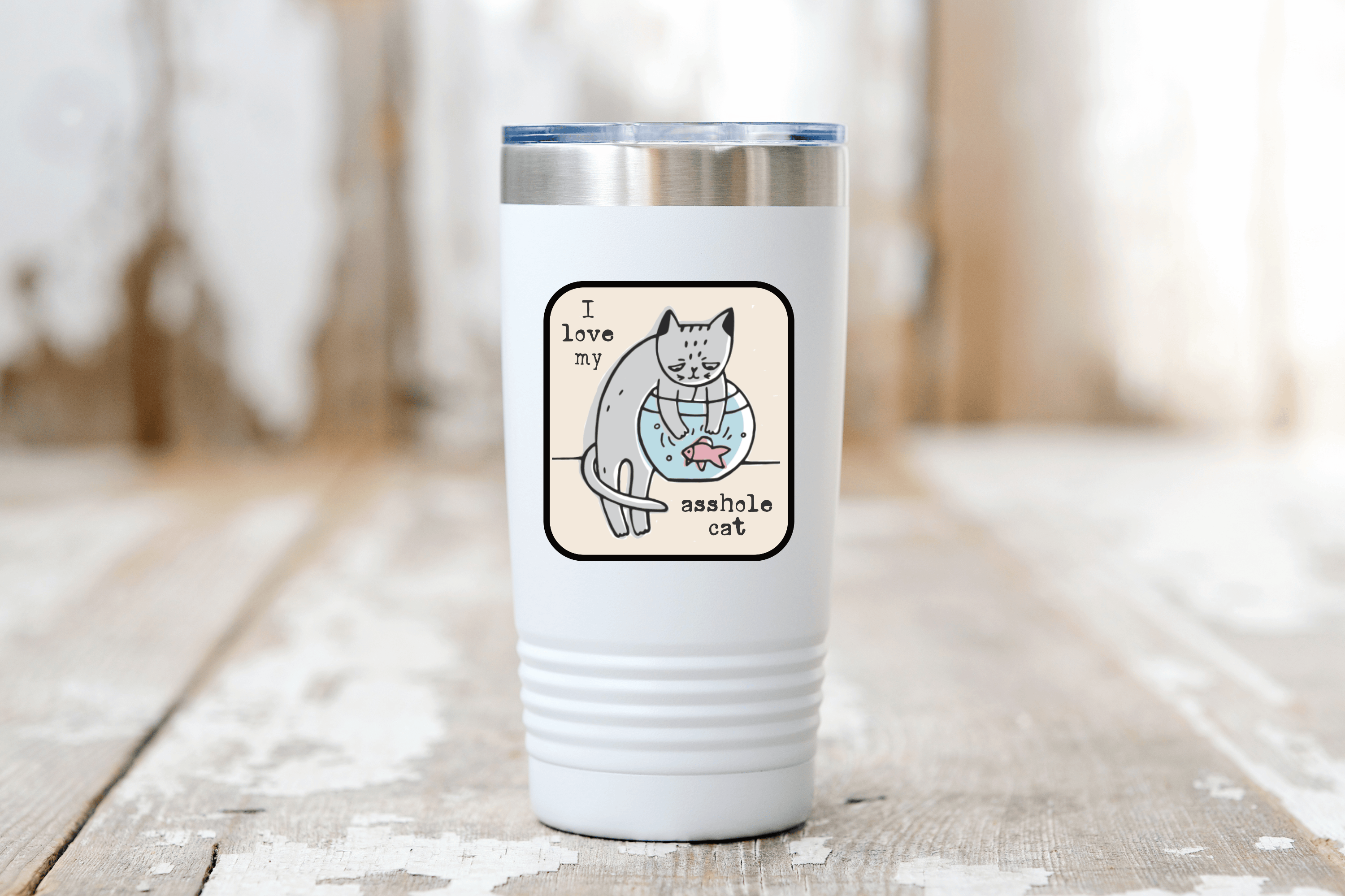 I Love my Asshole Cat Sticker - pet shop, store, animal