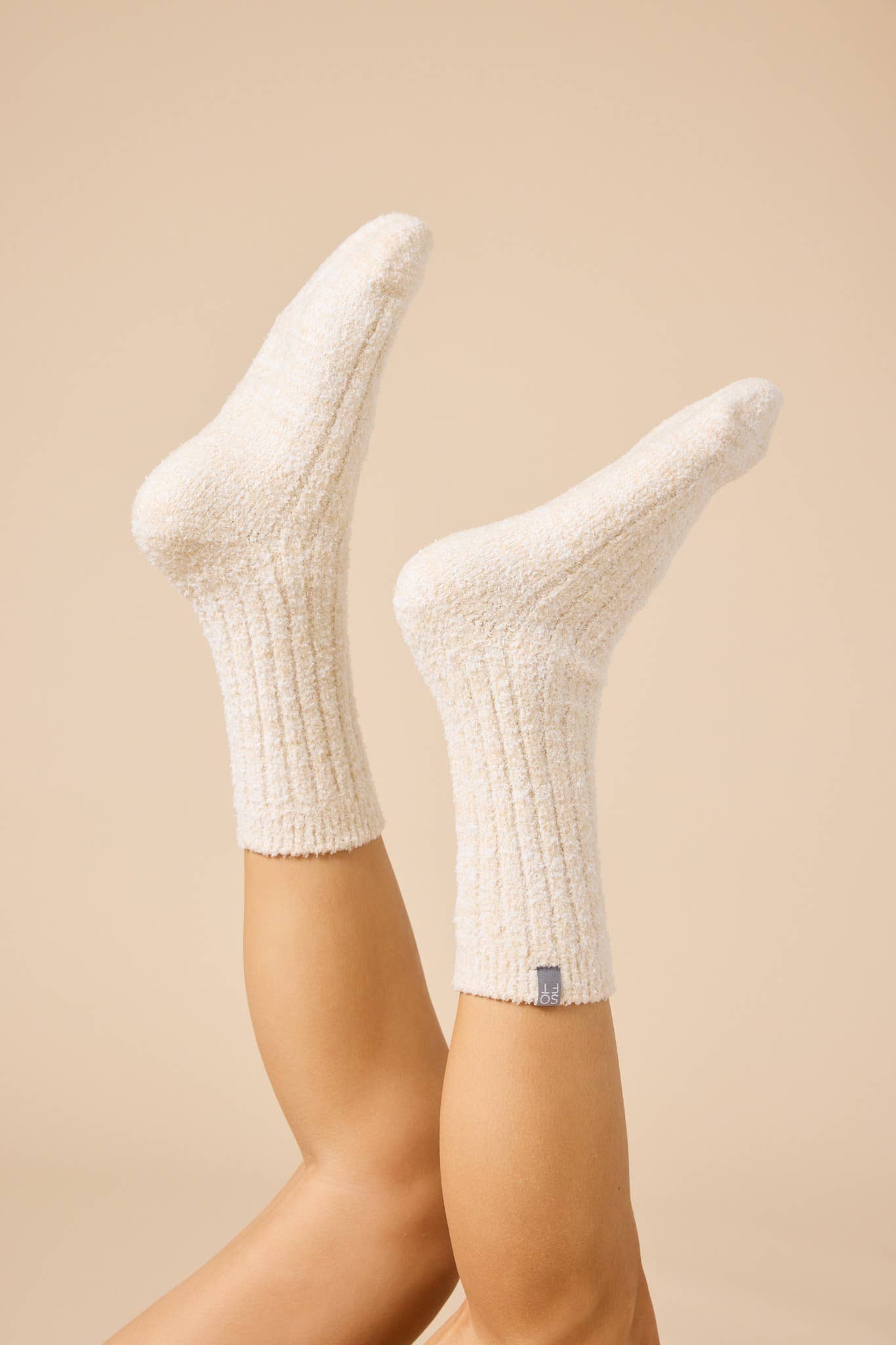 Cozy Marshmallow Crew Socks with Grippers for Women