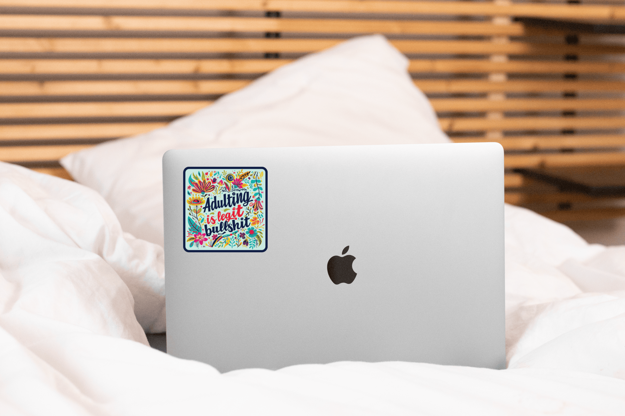 Adulting is Legit Bullshit Sticker - funny, flowers, mom