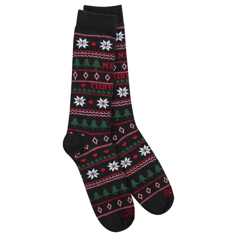 Black Merry Christmas Mens Socks