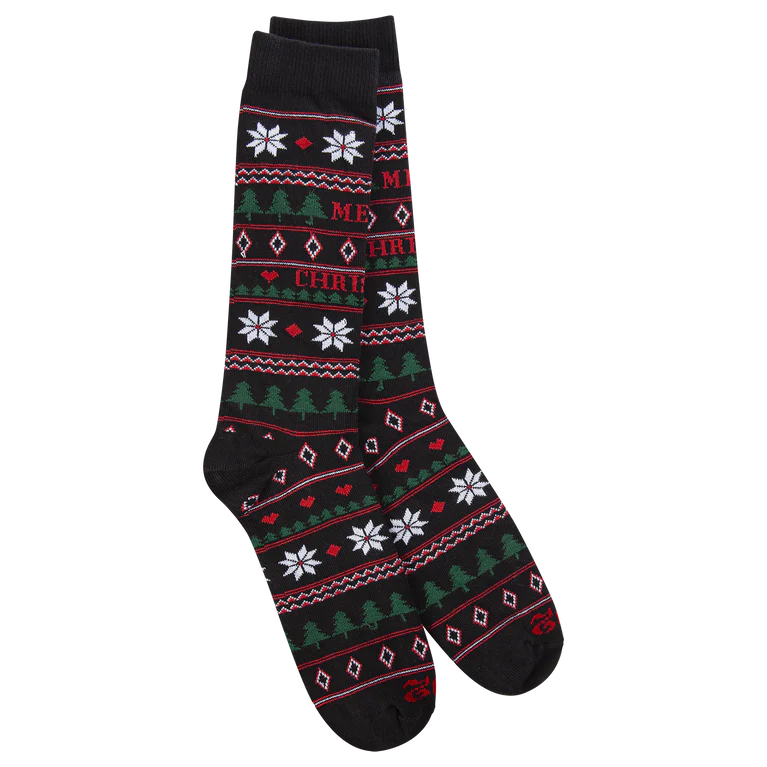 Black Merry Christmas Mens Socks