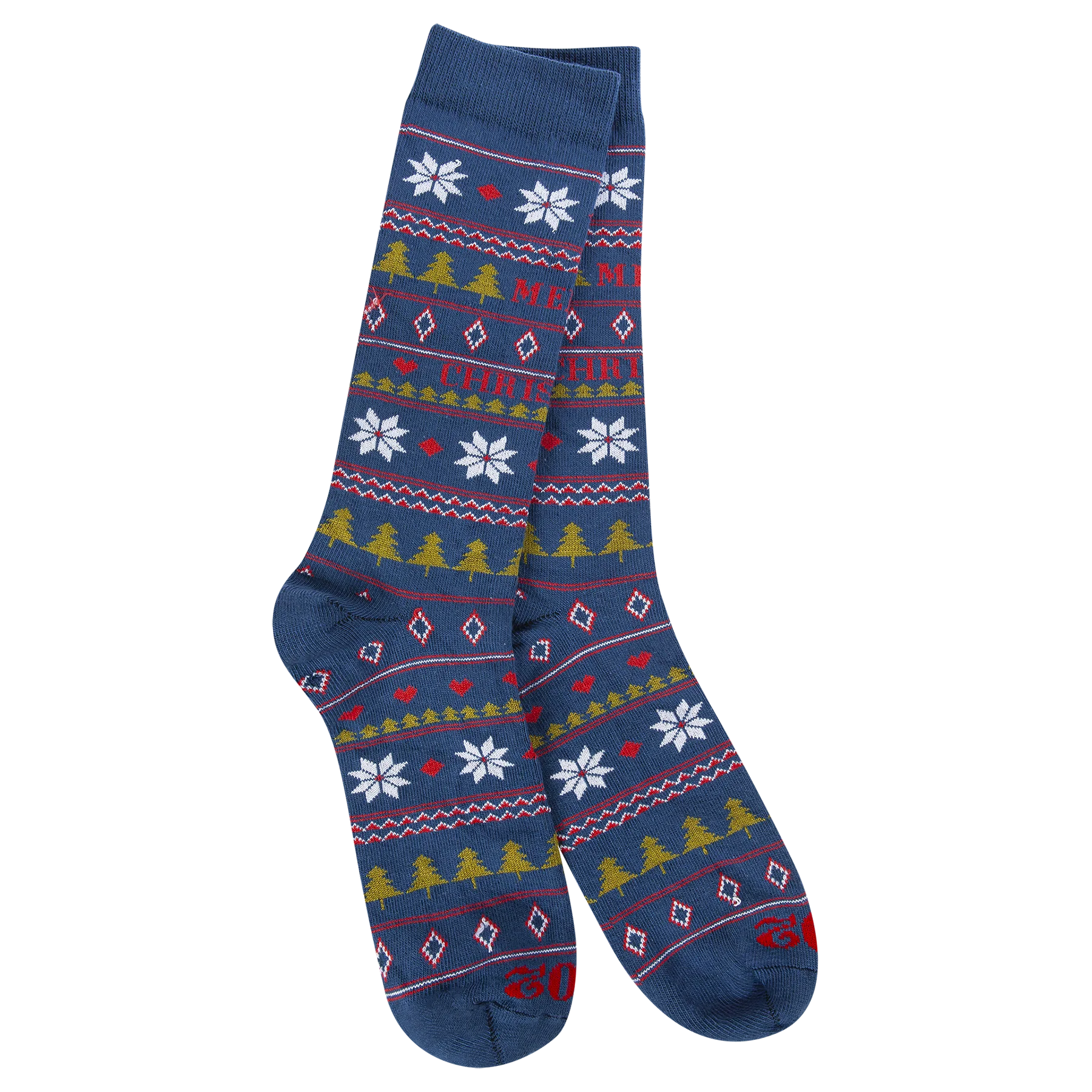 Blue Merry Christmas Mens Socks