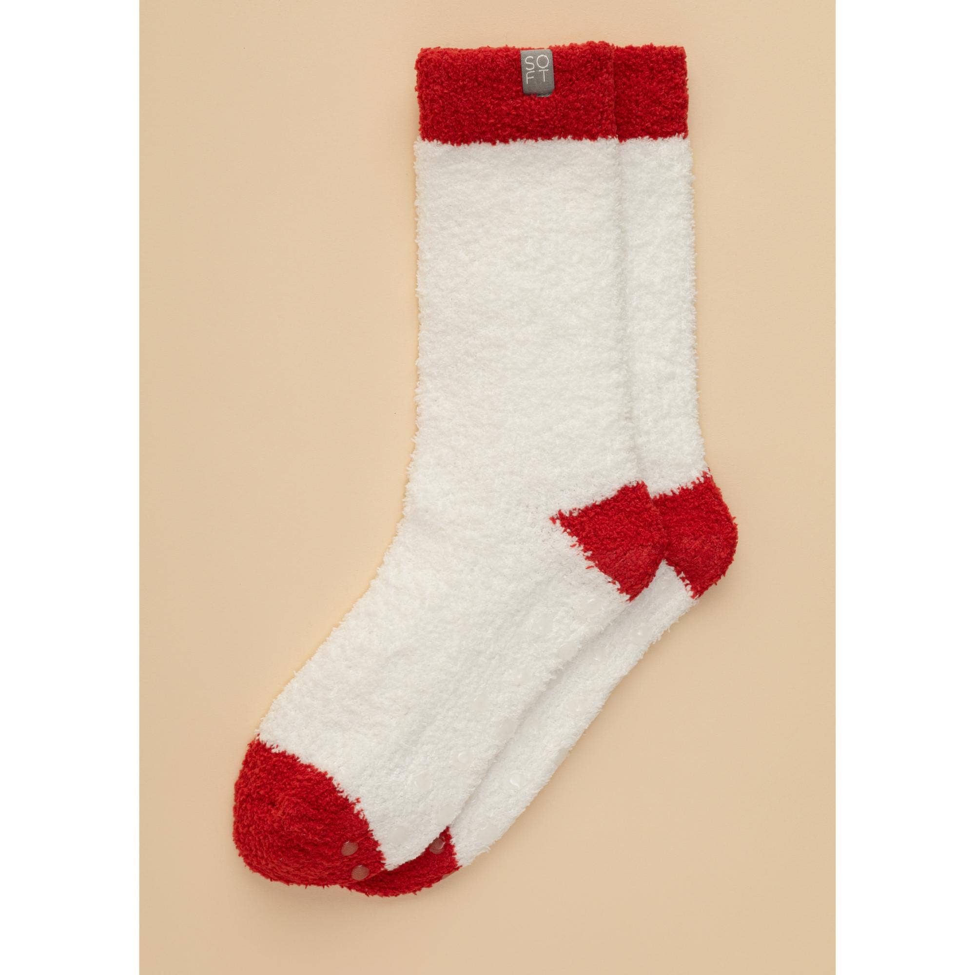 Cozy Marshmallow Crew Socks with Grippers for Women
