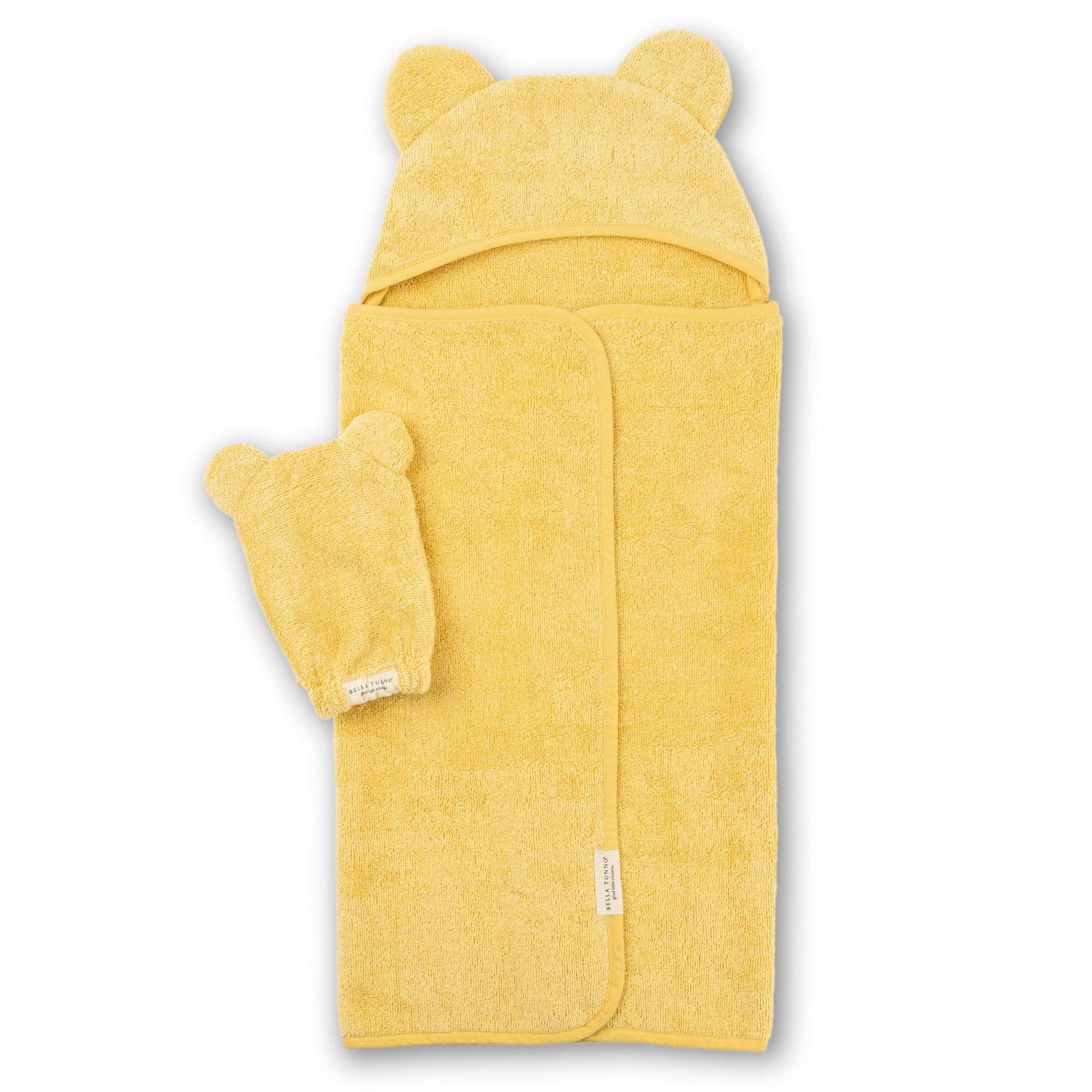 Hooded Towel + Wash Mitt Set Sunshine - Yellow