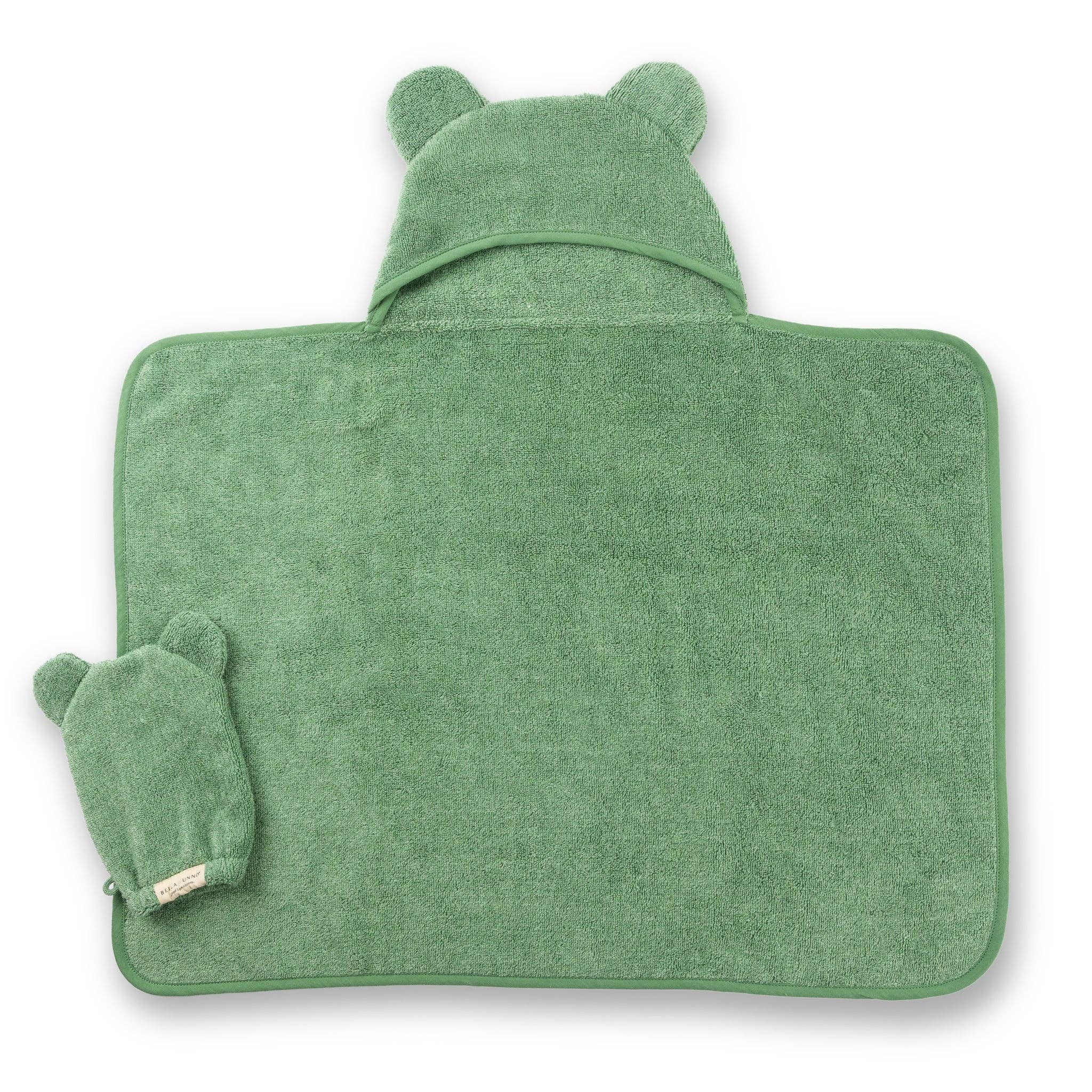 Hooded Towel + Wash Mitt Set Sea Foam - Green