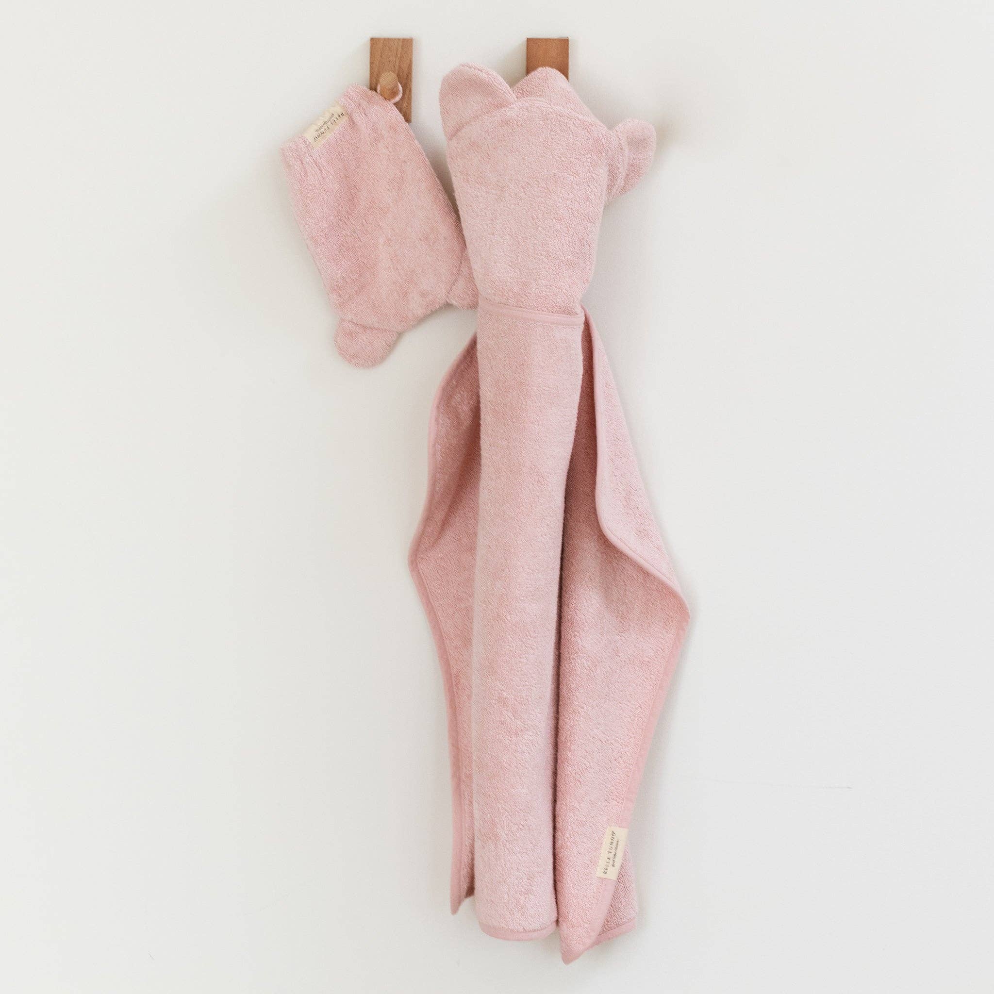 Hooded Towel + Wash Mitt Set Blush - Pink