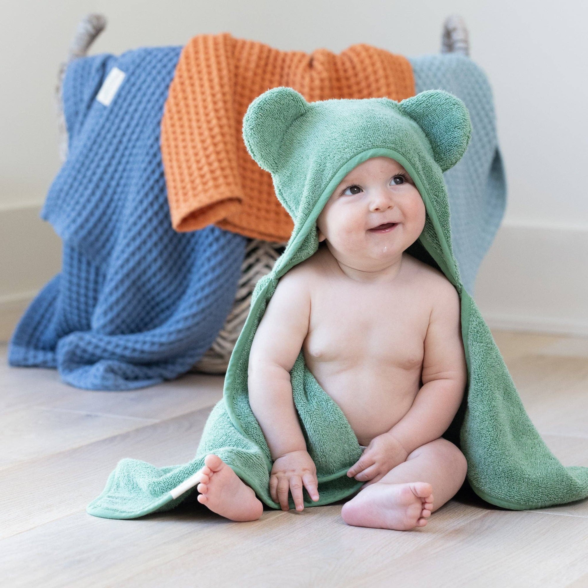 Hooded Towel + Wash Mitt Set Sea Foam - Green