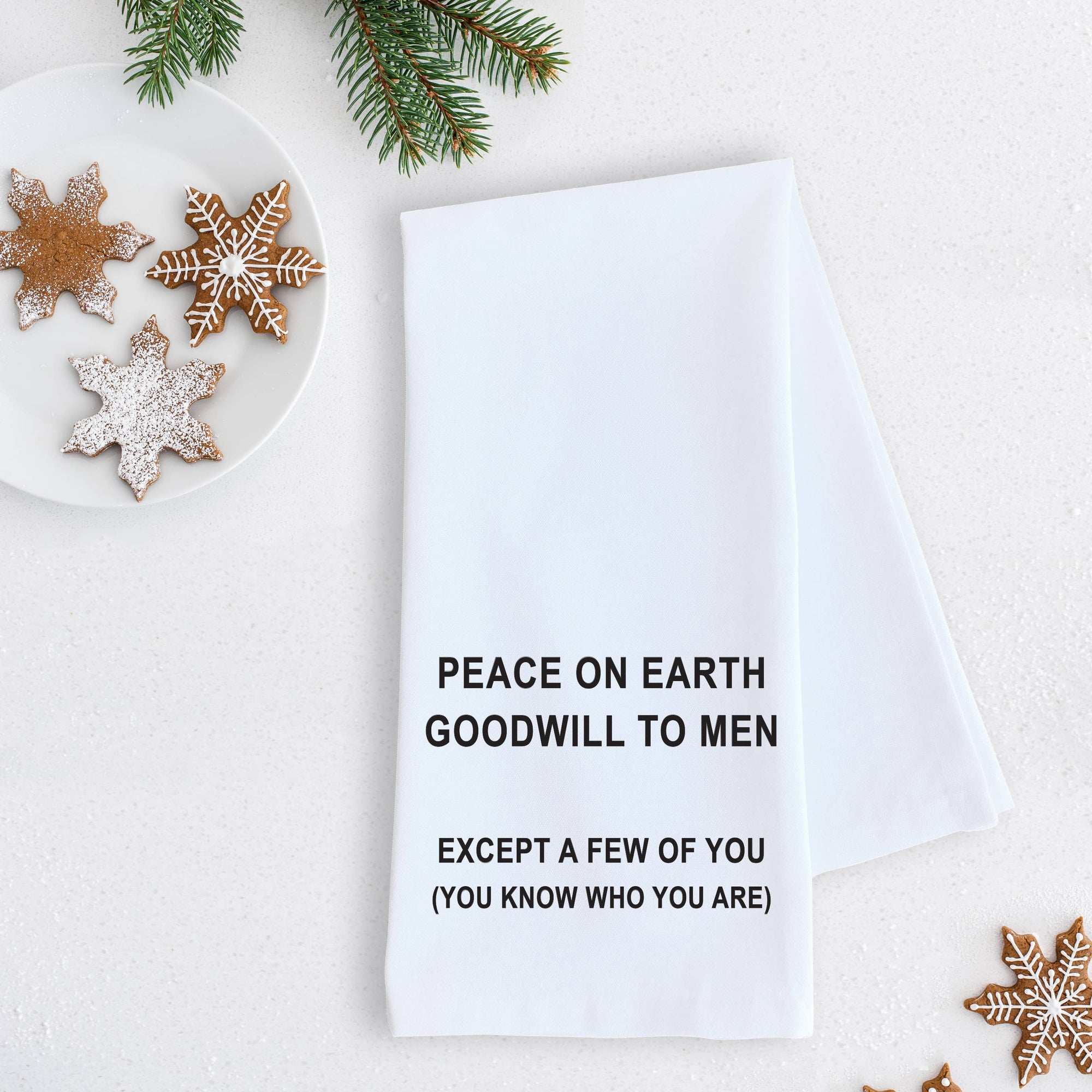 Goodwill To Men - Tea Towel - Christmas Décor - RED