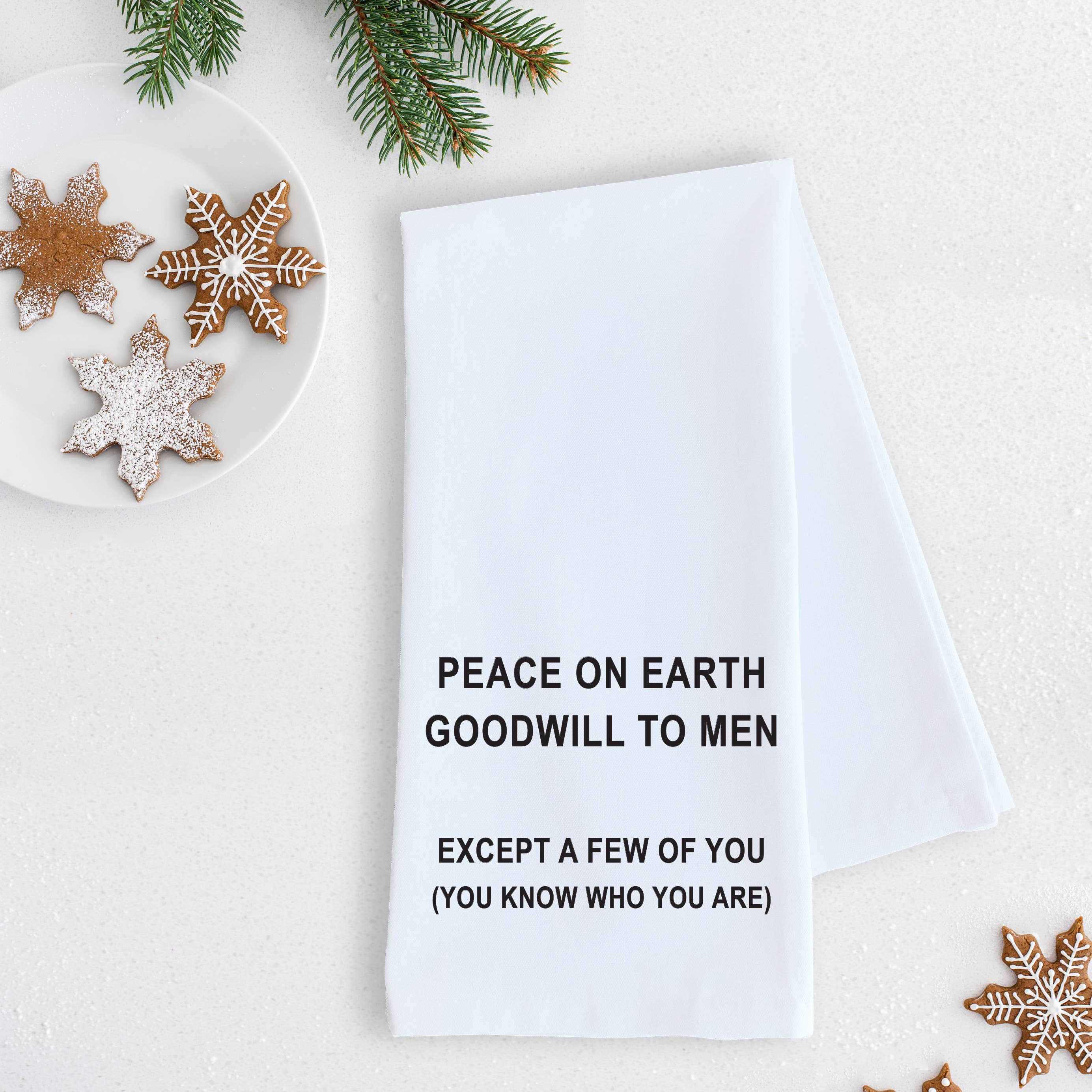 Goodwill To Men - Tea Towel - Christmas Décor - RED