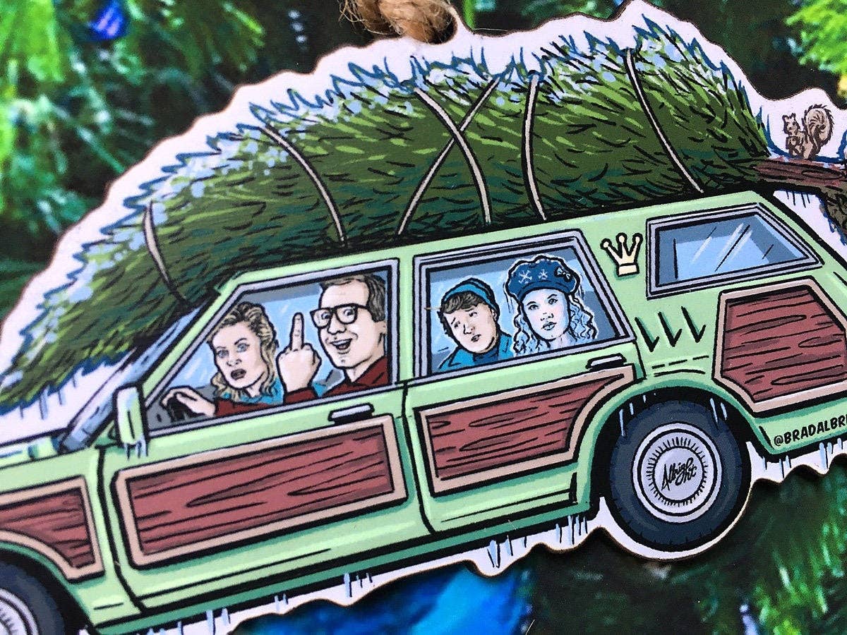 Griswold Family Vacation Car - Christmas Ornament - Hand-Drawn Wood Ornament