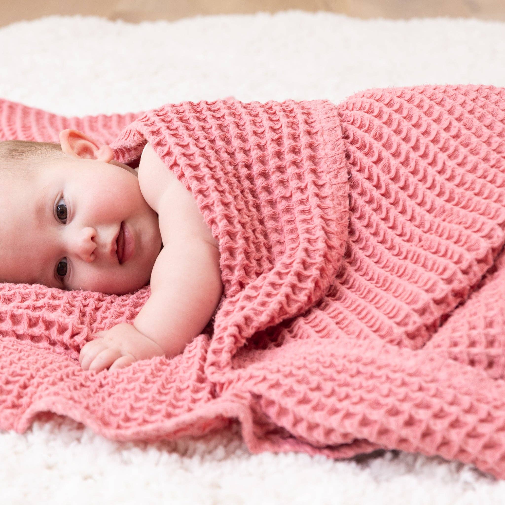 Waffle Baby Blanket Watermelon - Pink
