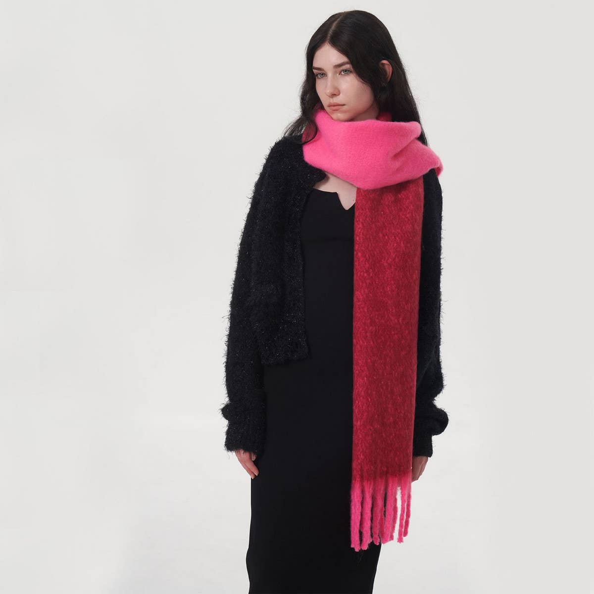 Yellow Double Color Faux Cashmere Scarf