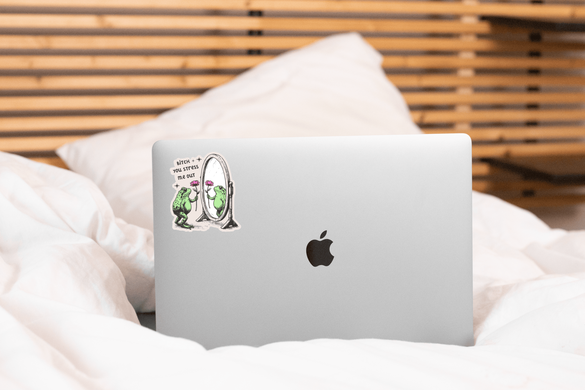Bitch You Stress Me Out Sticker - frog, anxiety, funny, cute