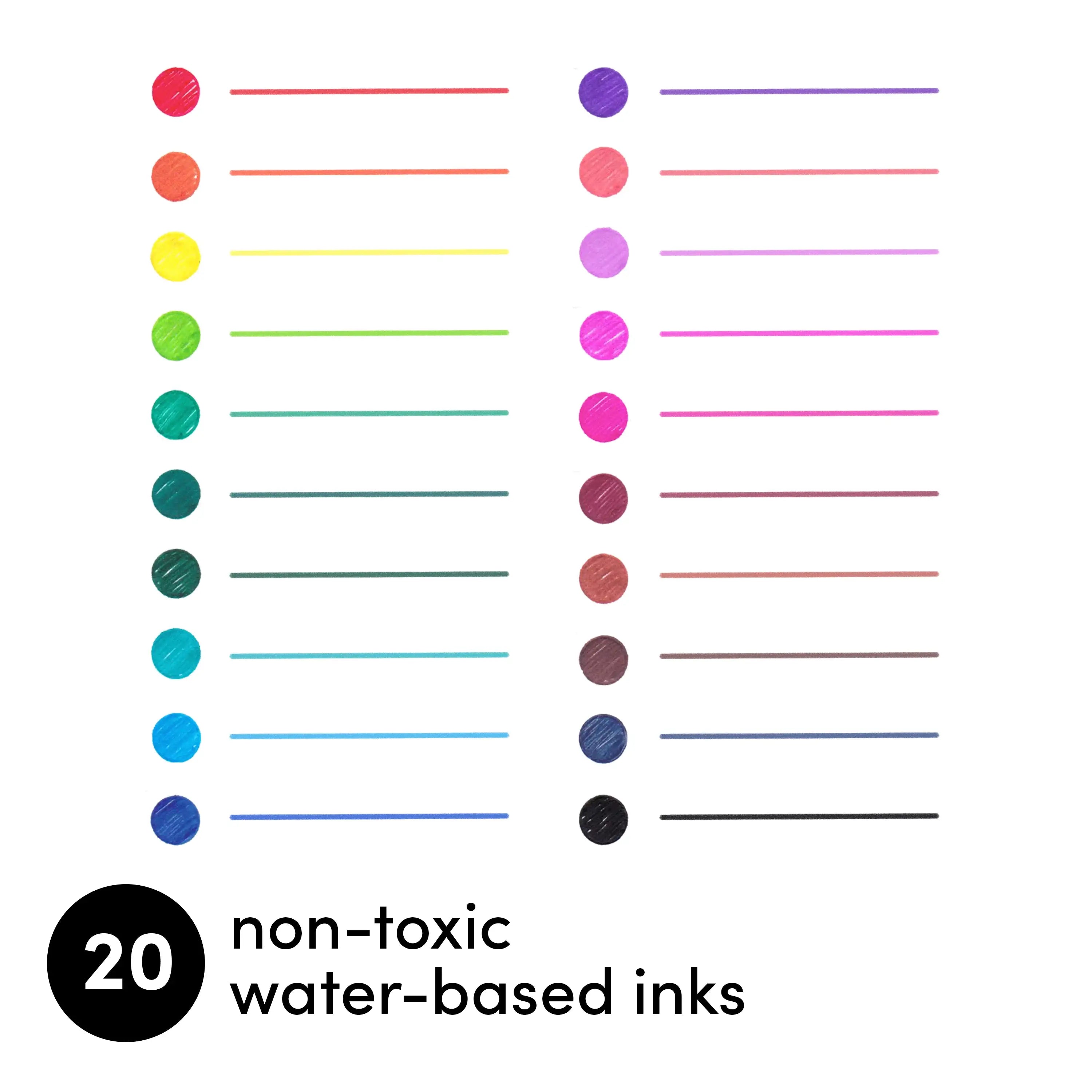 20 Pack Retractable Gel Pens Rainbow