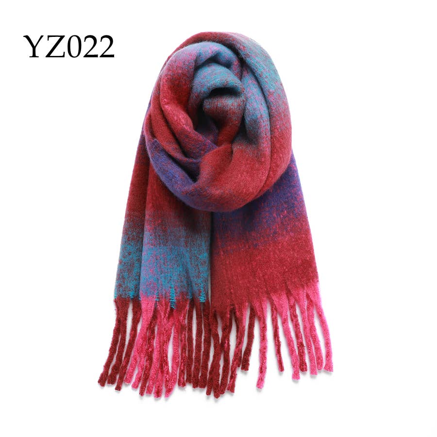 Navy Plaid Blanket Scarf