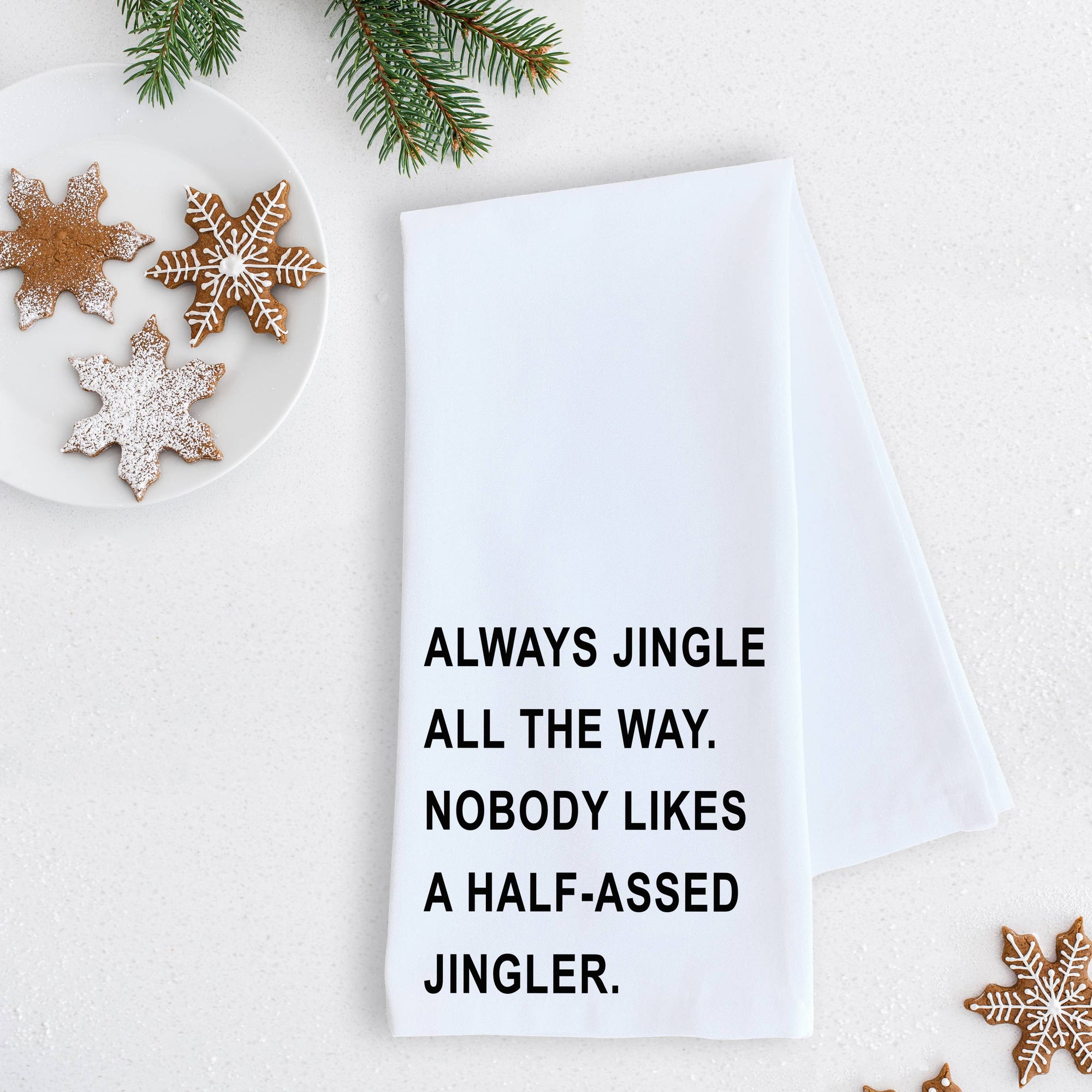 Jingle All The Way - Tea Towel - Christmas Décor - RED