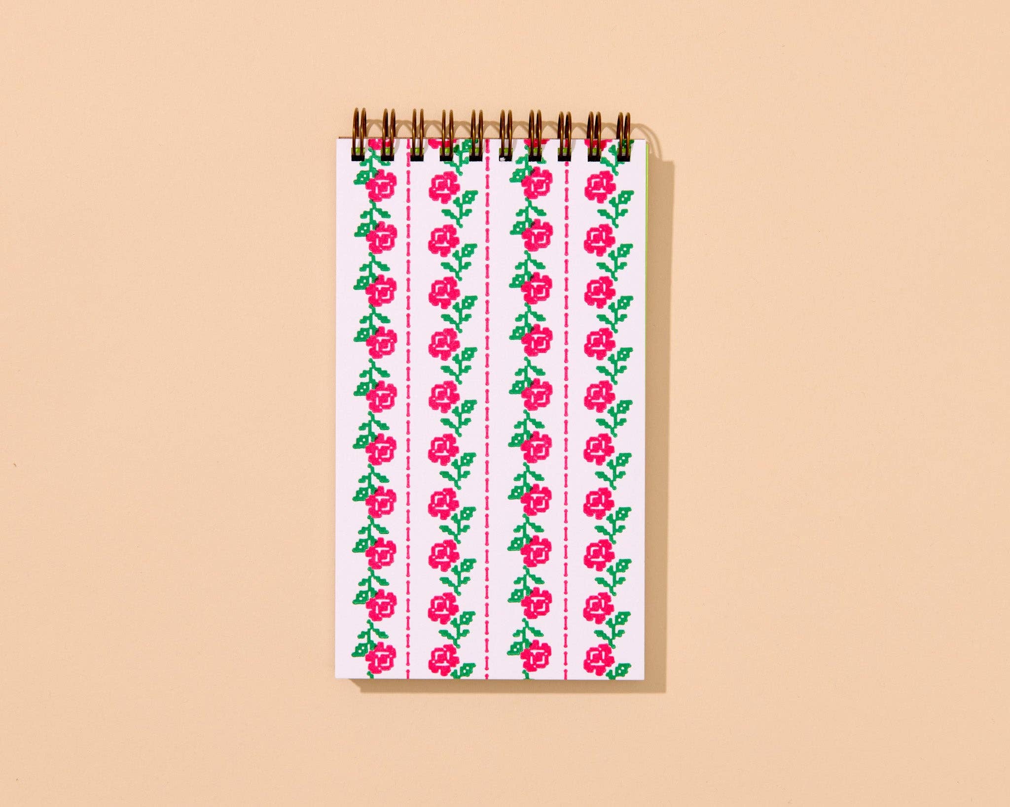 Cross-stitch Rose (Floral) Small Spiral Notebook
