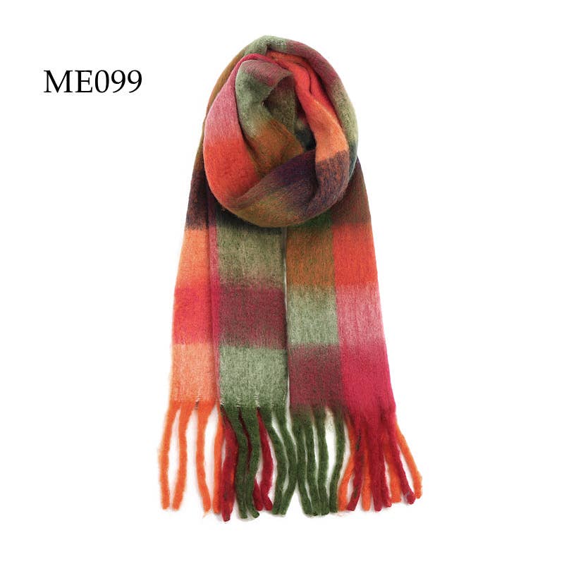 Pink Plaid Blanket Scarf