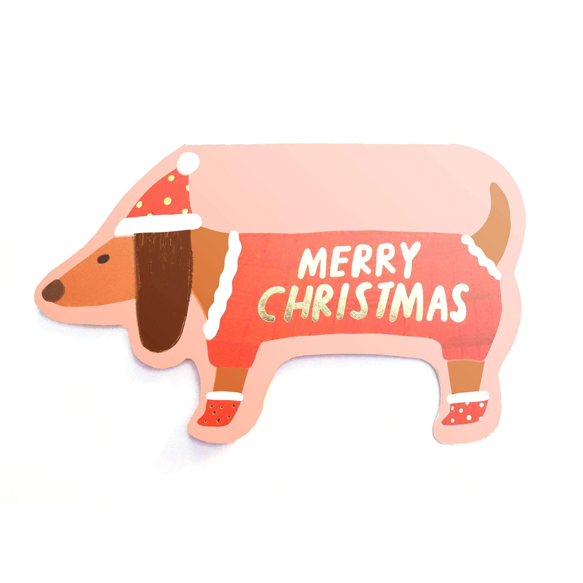 Dachsund Shaped Holiday Card