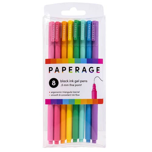 0.5mm Fine Point Black Ink Gel Pens 8PK