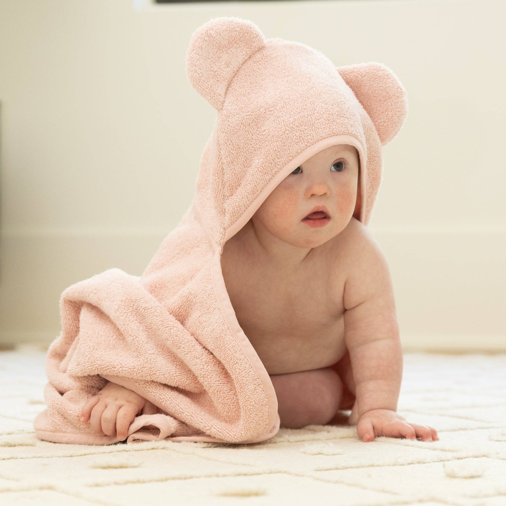 Hooded Towel + Wash Mitt Set Blush - Pink