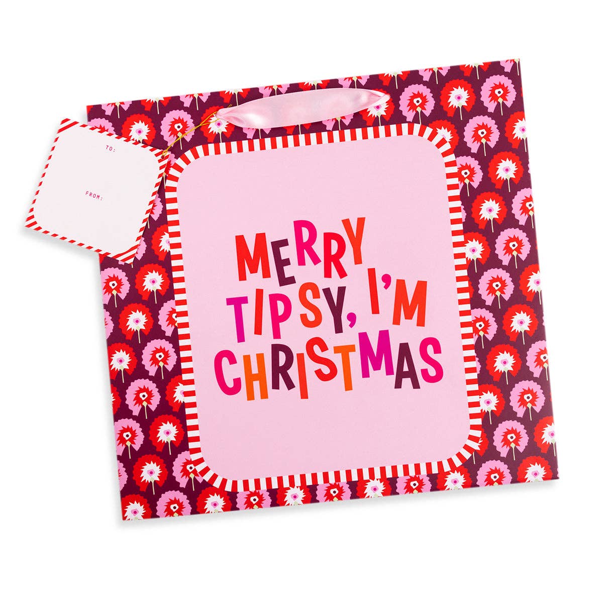 Large Merry Tipsy Holiday Gift Bag