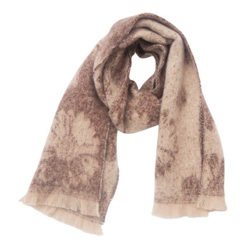 Grey Floral Print Scarf