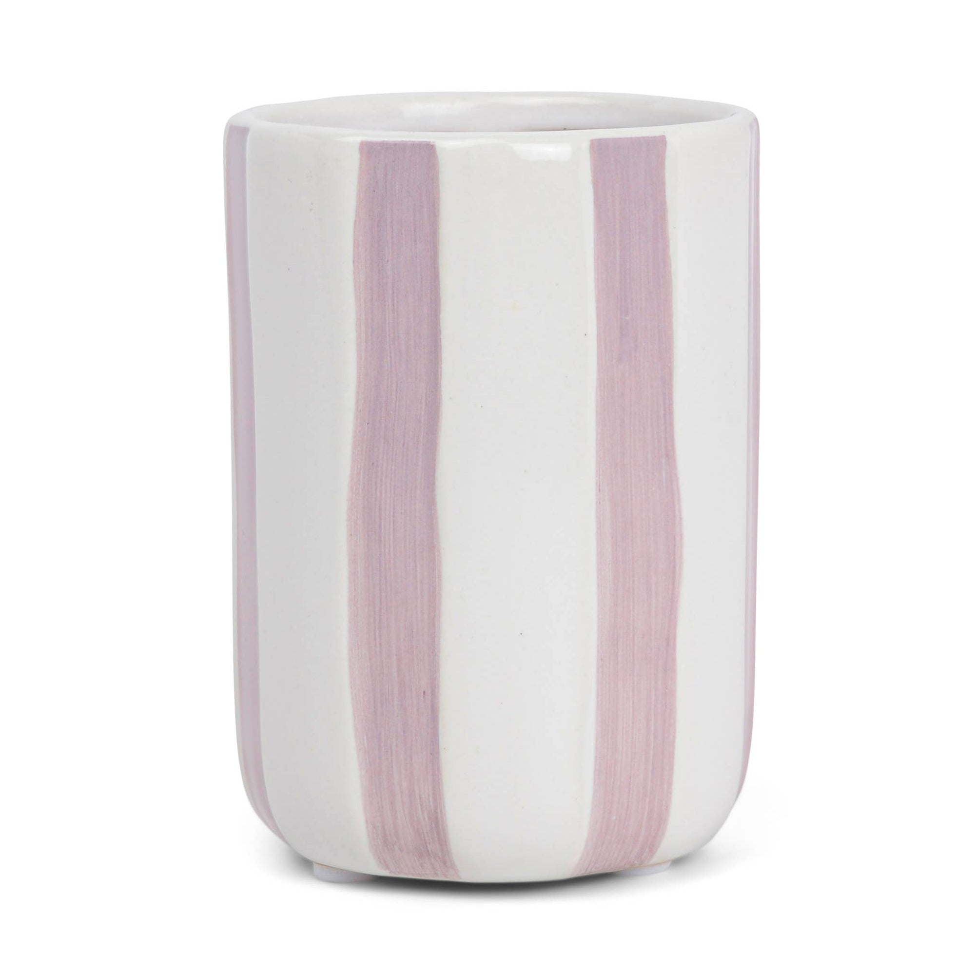 Pink Striped Ceramic Candle: Pink Prosecco & Berries