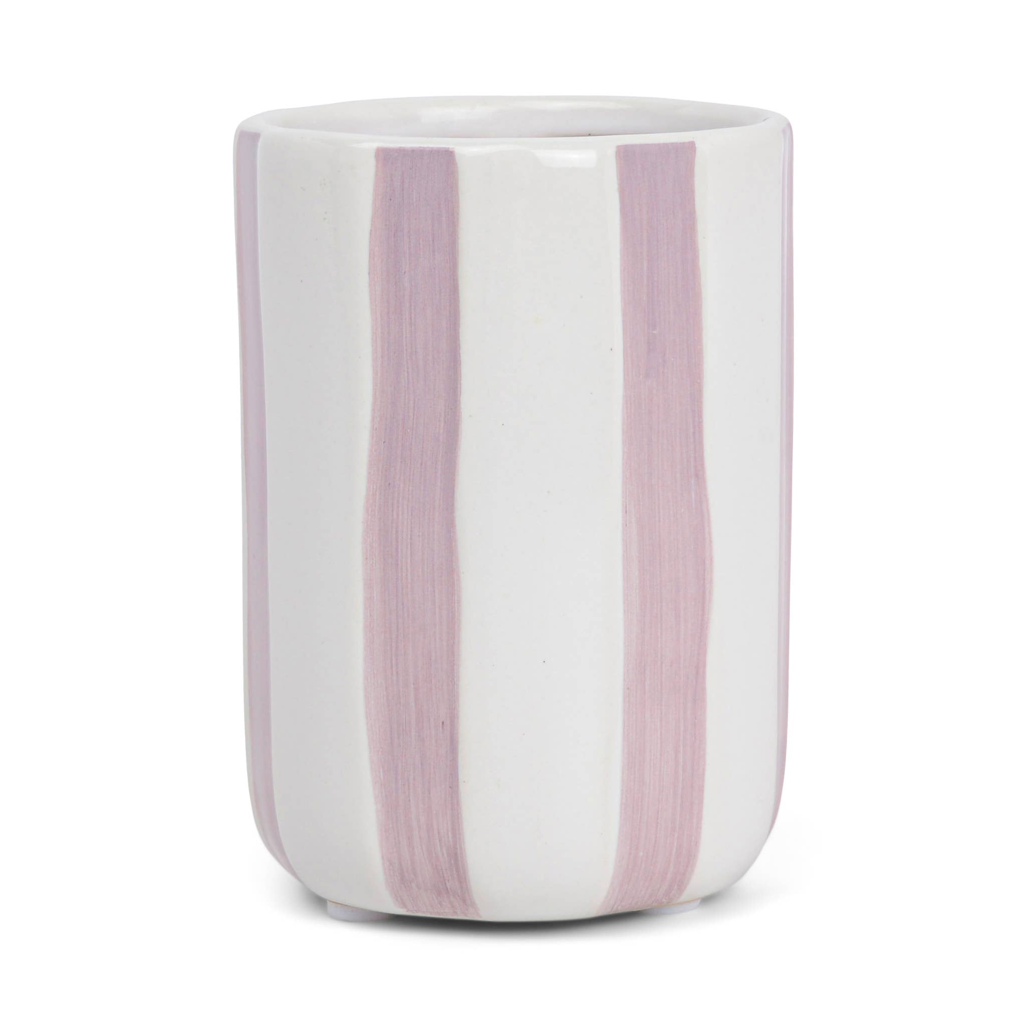 Pink Striped Ceramic Candle: Pink Prosecco & Berries
