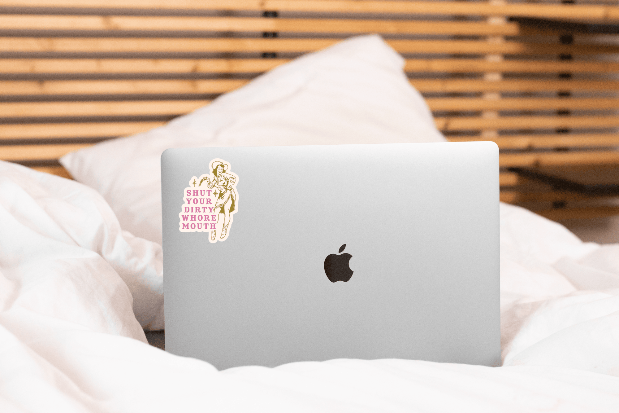 Shut Your Dirty Whore Mouth Sticker - funny, snarky, cowgirl