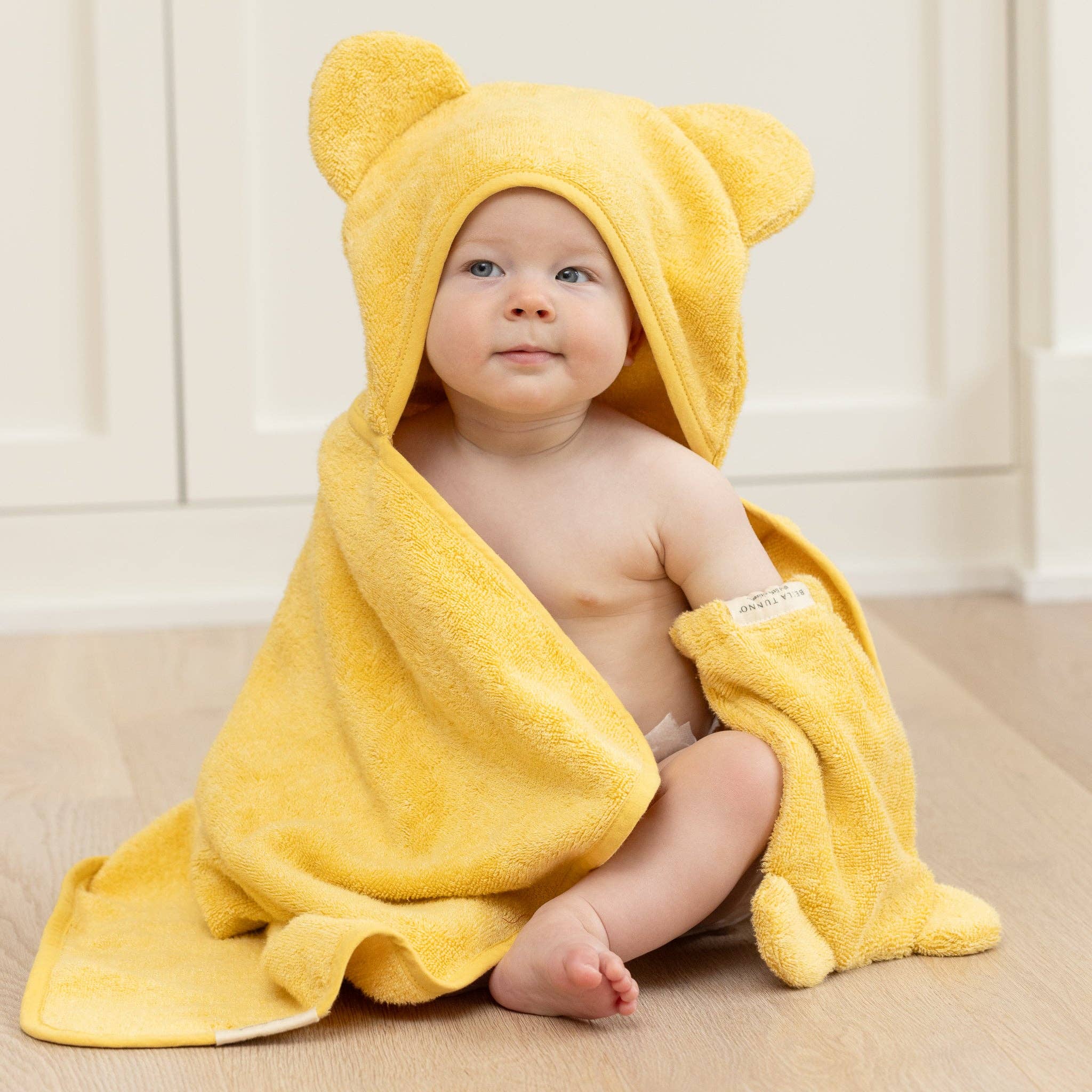 Hooded Towel + Wash Mitt Set Sunshine - Yellow