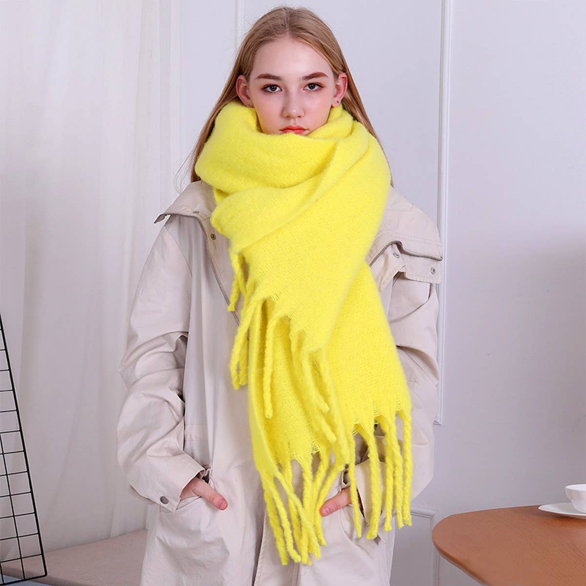 Green Classic Fringe Scarf