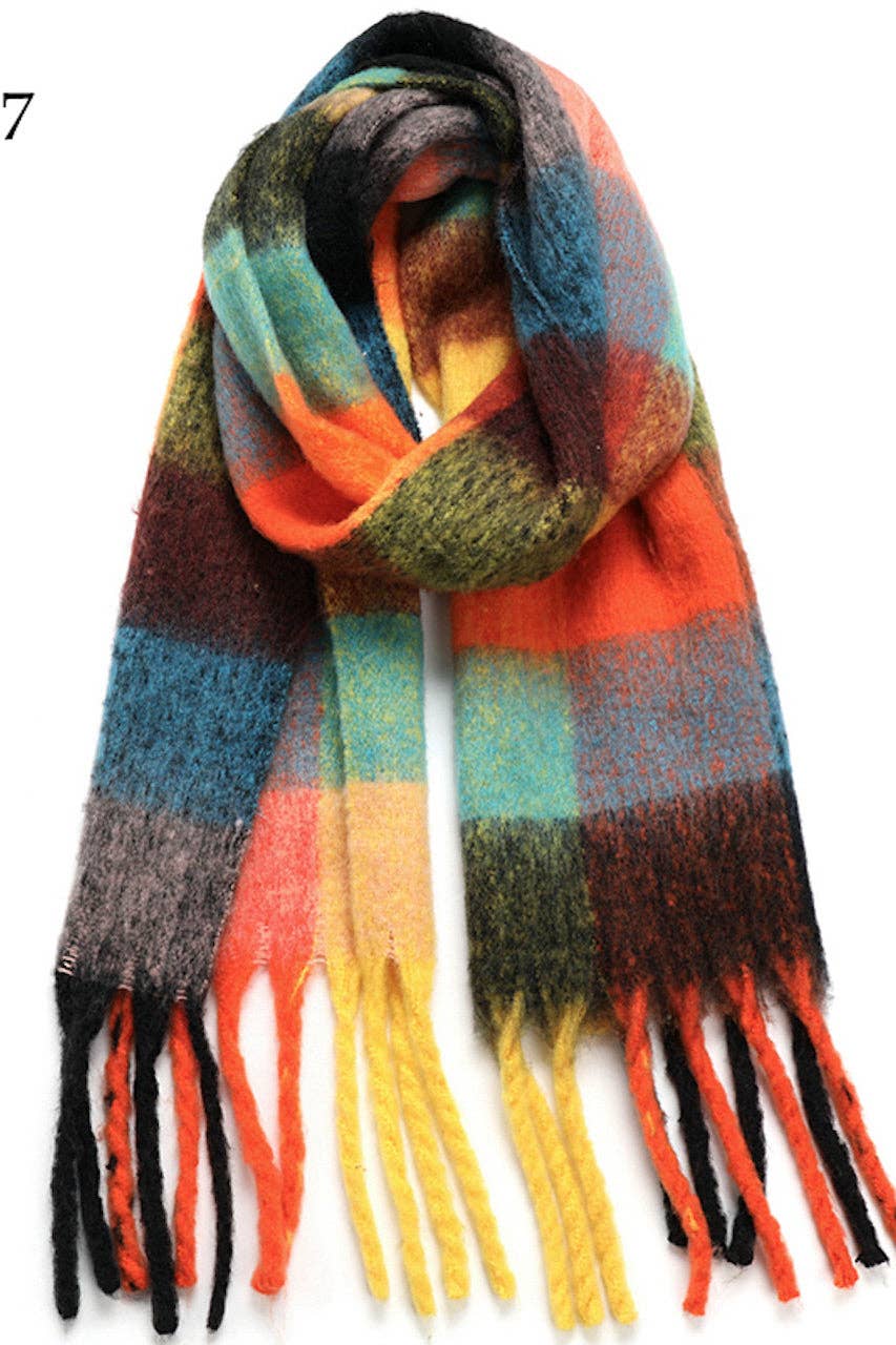 Blue Plaid Bright Blanket Scarf