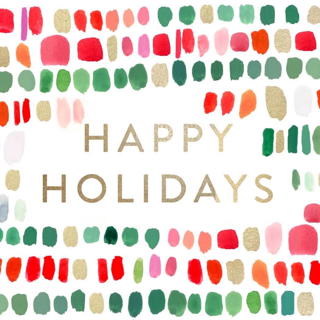 Happy Holidays Paint Strokes Notecard Set of 6