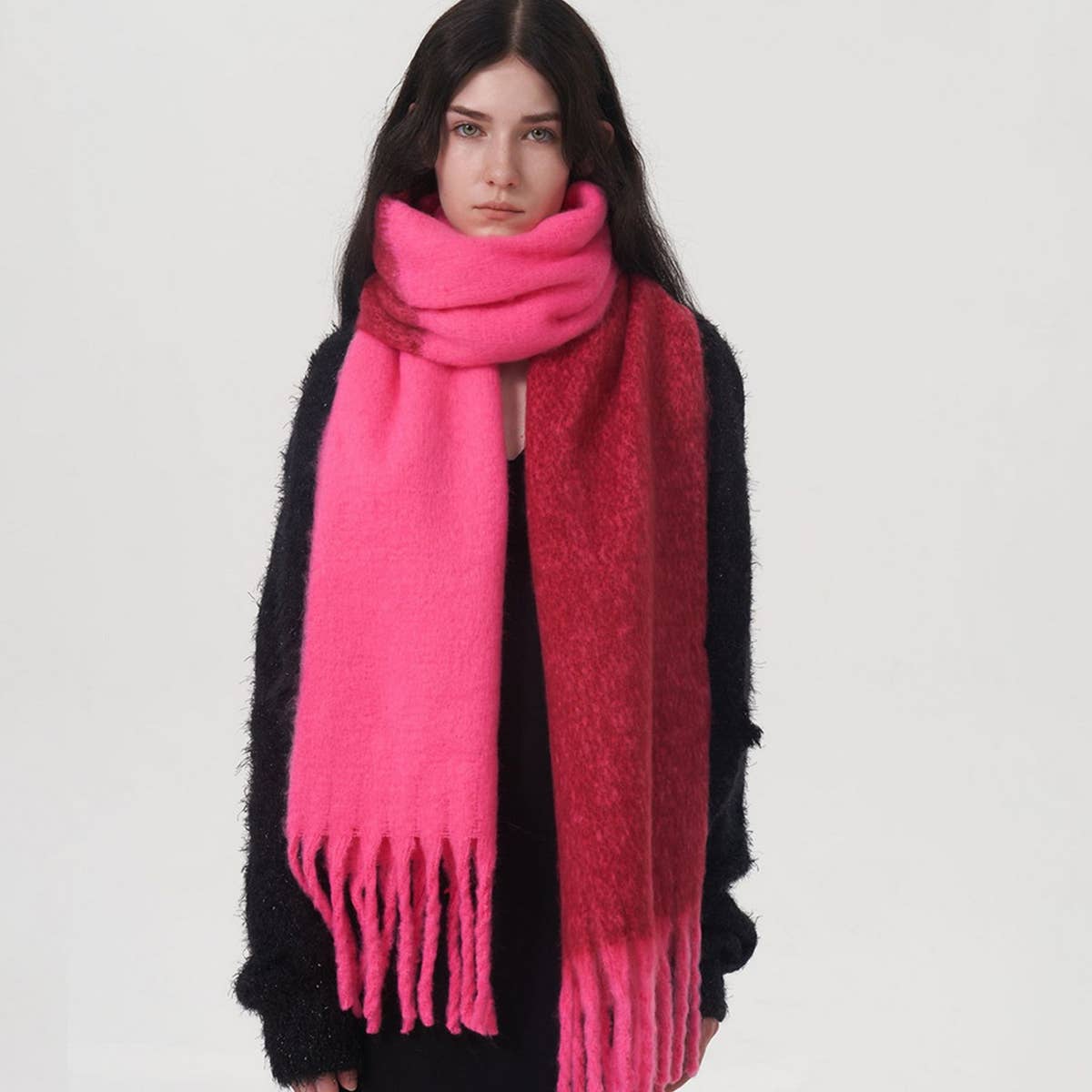 Yellow Double Color Faux Cashmere Scarf