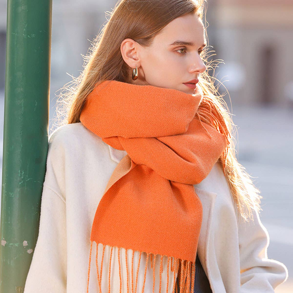 Mustard Soft Faux Cashmere with Tassels
