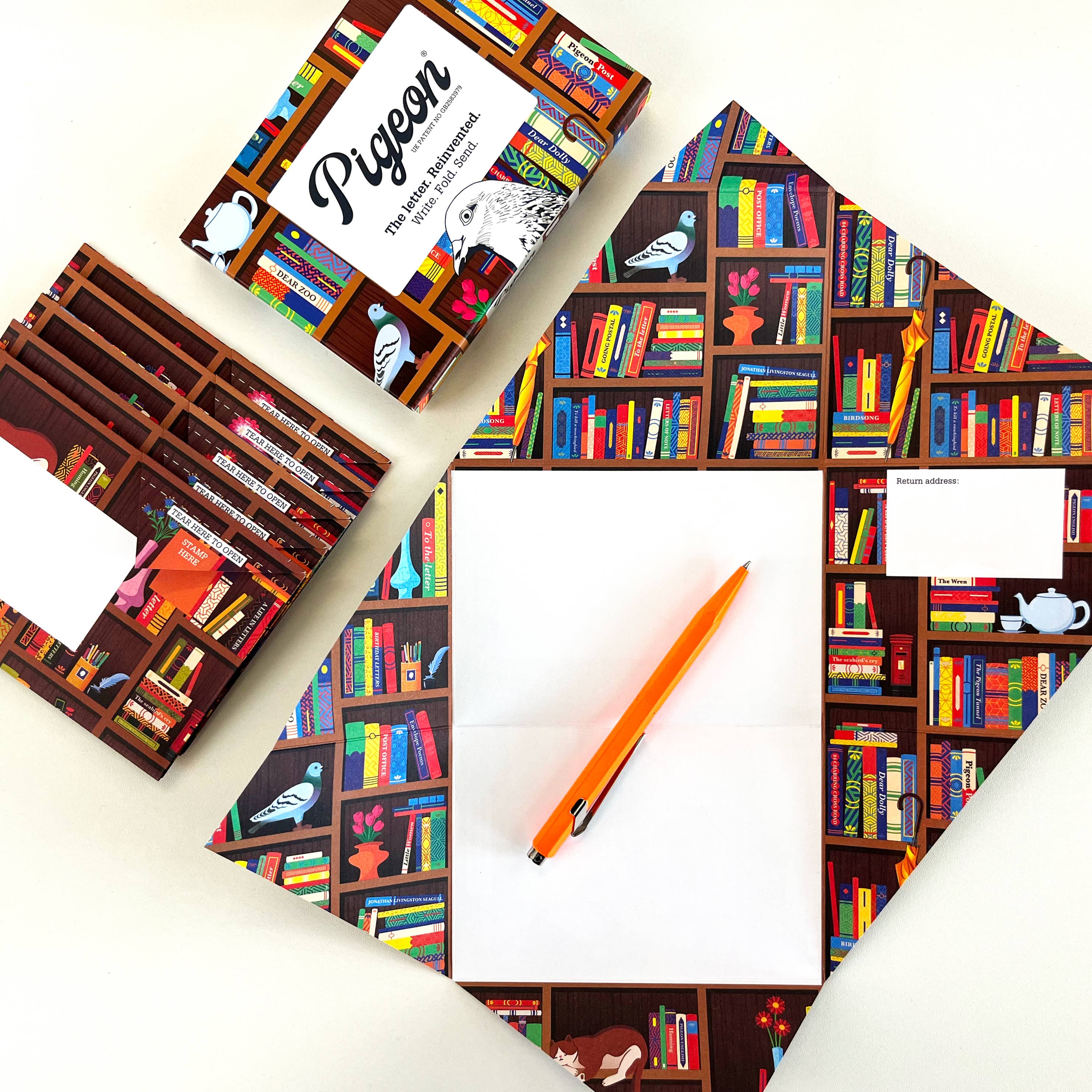 Bookstore Pigeon Folding Stationery Letter Pack, Pack of 6